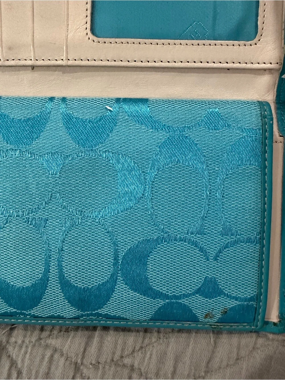 Coach Turquoise Signature Continental Wallet Set Y2K - Picture 5 of 7